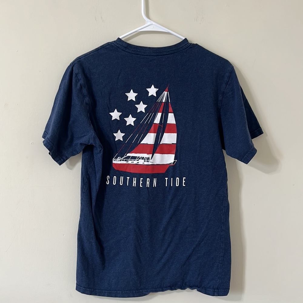 Southern Tide Navy Patriotic Sail Heathered T-Shirt Size Small - Picture 5 of 6